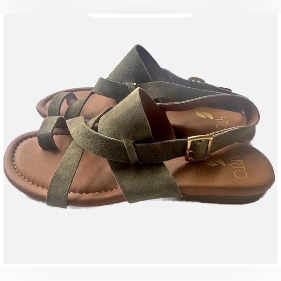 SARTO By Franco Sarto Shoes - SARTO By Franco Sarto Olive Green Suede Strappy Sandals